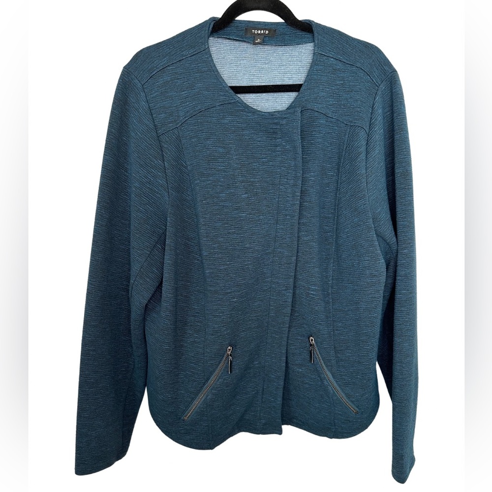 Torrid Zip Up Moto Jacket Blue Teal Size 3X